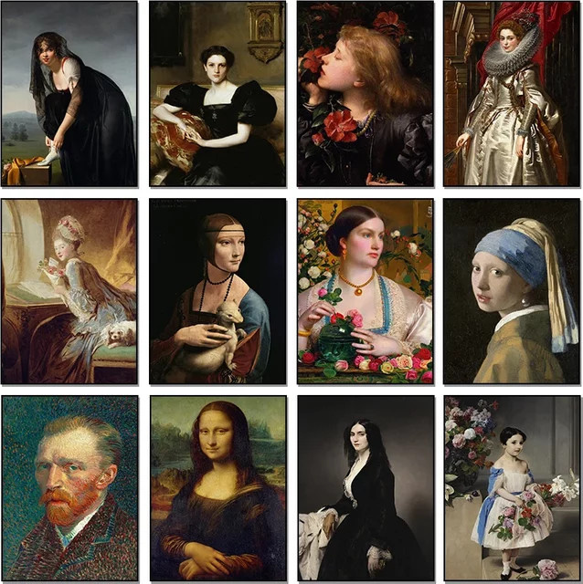 Potdemiel Vintage Wandkunst Leinwand Poster Mona Lisa Porträt in Mehrfarbig - Bild 1