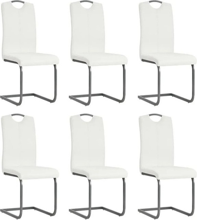 6er Set Freischwinger Stühle vidaXL in Weiß aus Kunstleder und Metall für dein Esszimmer
