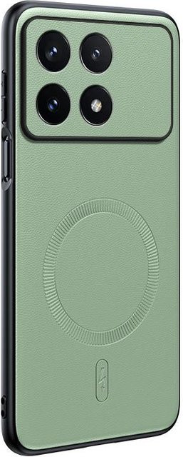 Magnetische Schutzhülle für Xiaomi POCO X6 Pro in Grün mit Lederstruktur und Unterstützung für kabelloses Laden - Bild 1