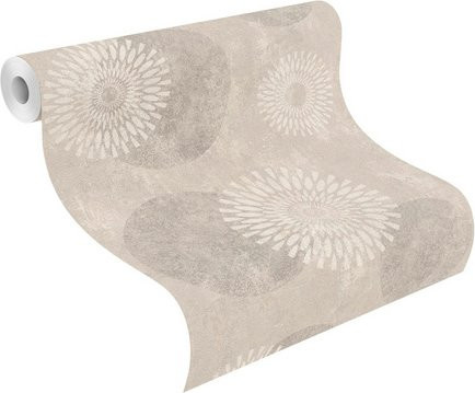 Rasch Vliestapete Tapetenwechsel II Kreise Beige/Weiß, geometrisches Design, matt, 10,05 x 0,53 m - Bild 1