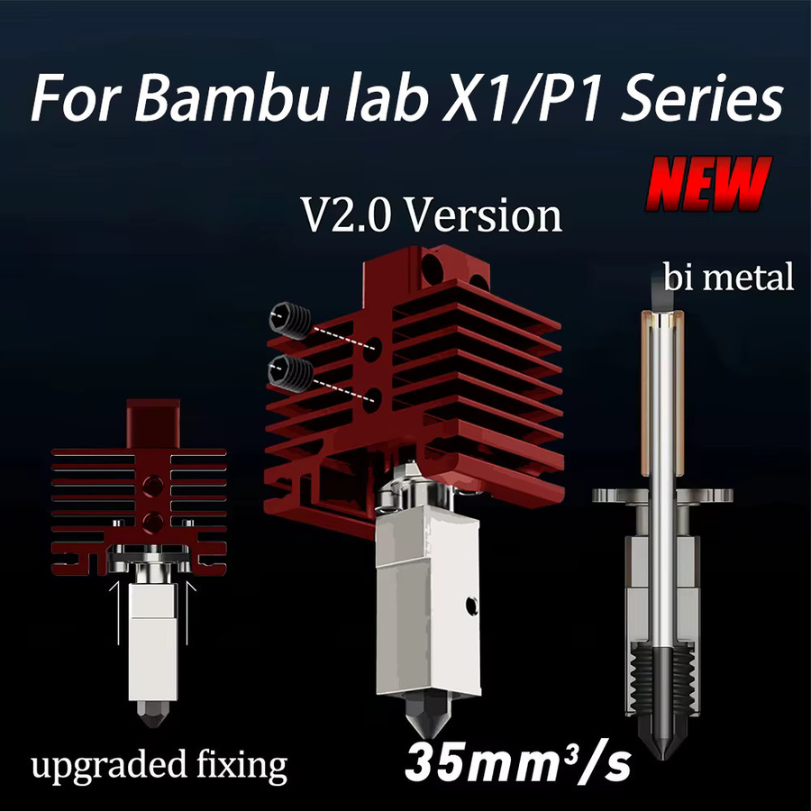 Bambu Lab Upgrades Hotend Kit mit Bimetall-Halsdüse aus gehärtetem Stahl und Thermistor für P1P P1S X1 X1C Druckköpfe TZ V2.0 - Bild 2