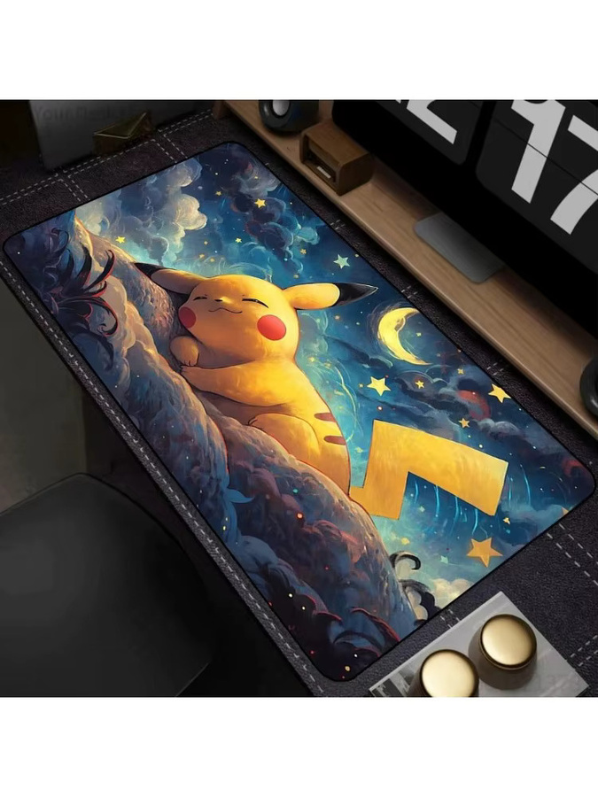 Potdemiel Gaming-Mauspad mit schlafendem Pikachu Sternenhimmel, großflächig und rutschfest, multicolor - Bild 2