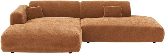 Maison Céphy Ecksofa Pogni in Terracotta mit geripptem Cord-Bezug, Breite: 300 cm - Bild 1