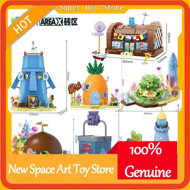 Areax Spongebob Bikini Bottom Bausteine World Series, 6-teiliges Set, Blind Box - Bild 1