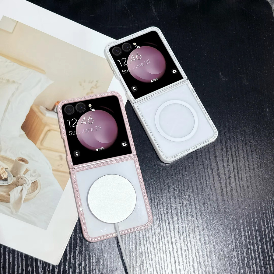 Glitzer Handyhülle mit Diamant-Effekt und Magnetfunktion für Samsung Galaxy Z Flip 6 in Pink - Bild 3