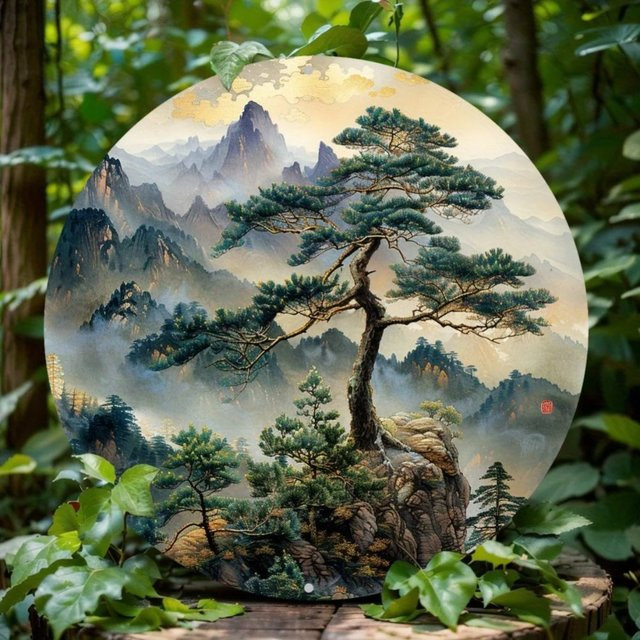 Potdemiel Rundschild Kiefernbaum aus Aluminium Durchmesser: 20 cm - Bild 1