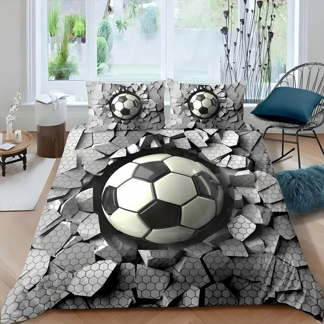 Lodestar Bettbezug mit Football Impact Zementwand Design in Grau, Polyester, B/H: 135 x 200 cm - Bild 1