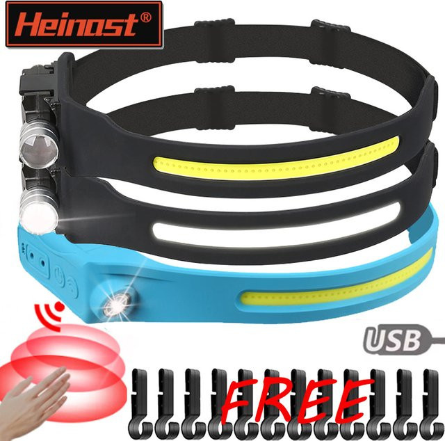 Heinast USB COB LED Scheinwerfer Schwarz, Aufladbare Outdoor Camping Laterne mit 9 Beleuchtungsmodi für Garten, Angeln und Arbeit - Bild 1