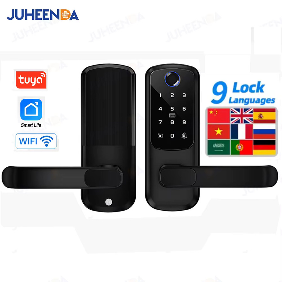 Tuya WiFi Smart Lock in Schwarz mit biometrischem Fingerabdruck, Passwort, IC-Karte und Smart Life App für schlüssellosen Zugang - Bild 2