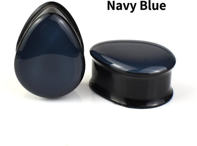 JIAPEIJIA Ohr Gauge Tunnel Plugs, Acryl, Wassertropfen Form, navy blau, 10mm - Bild 1