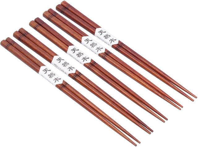 CosyHome Essstäbchen aus Holz, 5 Paare, braun, handgefertigt und spülmaschinenfest - Bild 1