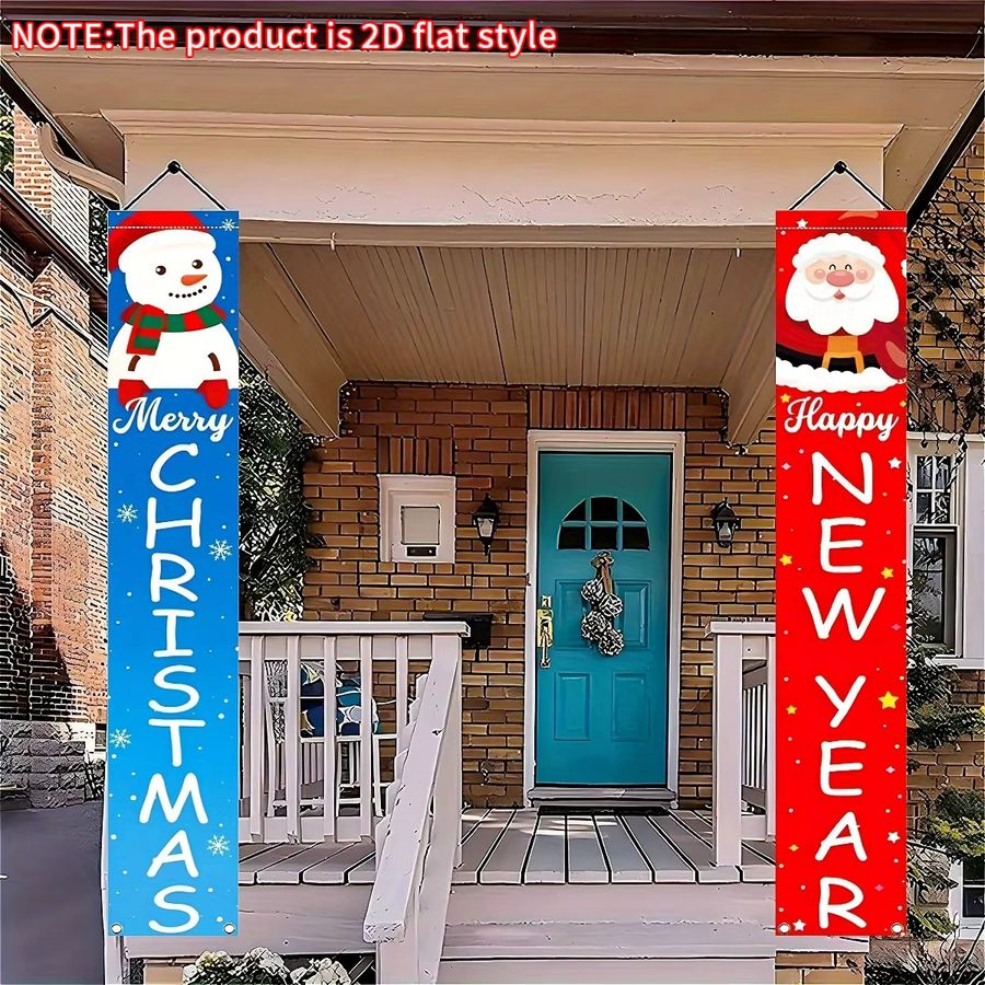 VIKAMA Weihnachts- und Neujahrs-Banner Couplet mit Schneemann-Motiv, mehrfarbig, rechteckig - Bild 4