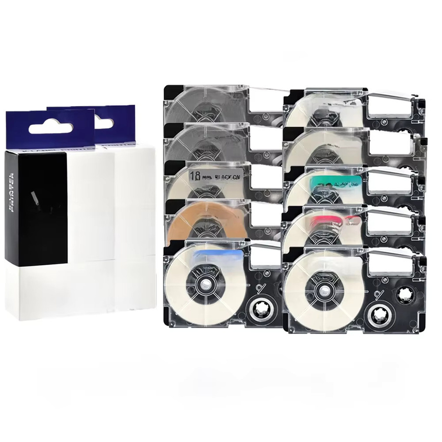 Etikettenband kompatibel mit Casio KL-120 KL-60 XR-12WE XR-9WE XR-18WE XR-6WE XR-9X XR-9YW, Thermoband für Labeldruck, erhältlich in 6/9/12/18mm, Farben: Schwarz, Silber, Multicolour - Bild 2