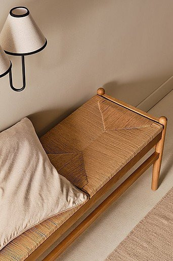 Jotex NATTAVAARA Bank in Braun mit Holzdekor, Breite: 120 cm, Höhe: 48,5 cm, Tiefe: 48,5 cm - Bild 1