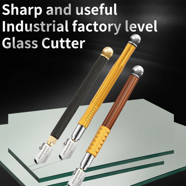 ZHENG QI Professioneller Glasschneider mit Metallgriff und rutschfestem Design für Glas, Spiegel und Fliesen - Bild 1