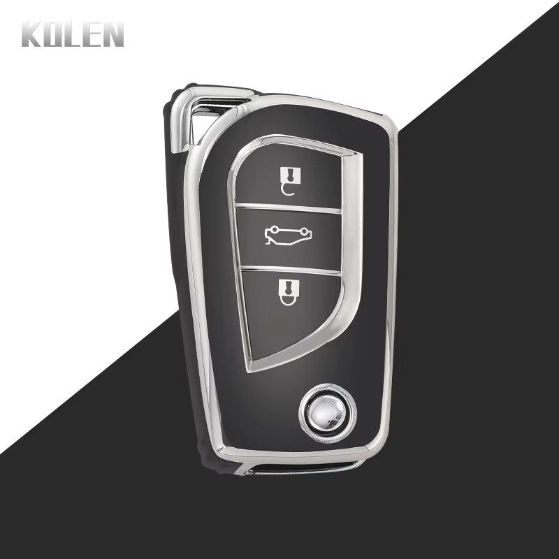KOLEN TPU Auto Schlüsselhülle Flip Case für Toyota Auris Corolla Avensis Verso Yaris Aygo Scion TC Camry RAV4 in Schwarz - Bild 2
