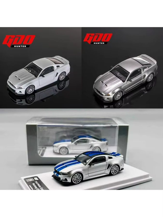 Bburago Need for Speed Mustang GT 2014, Modellauto, 1:64, Silberblau / Perlweiß / Silber - Bild 2
