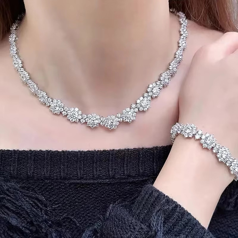 NKHOG Schmuckset, Moissanit, 925 Silber, Sonnenblumen, Damen - Bild 4