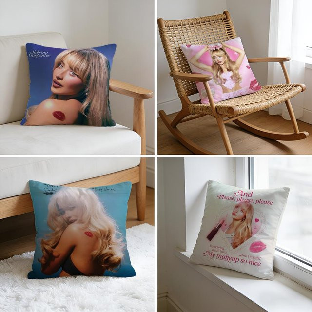 Home Singer Kissenbezug Sabrina Carpenter aus gewaschenem Leinen, quadratisch, Weiß und Blau, Breite: 30 cm, Höhe: 30 cm - Bild 1