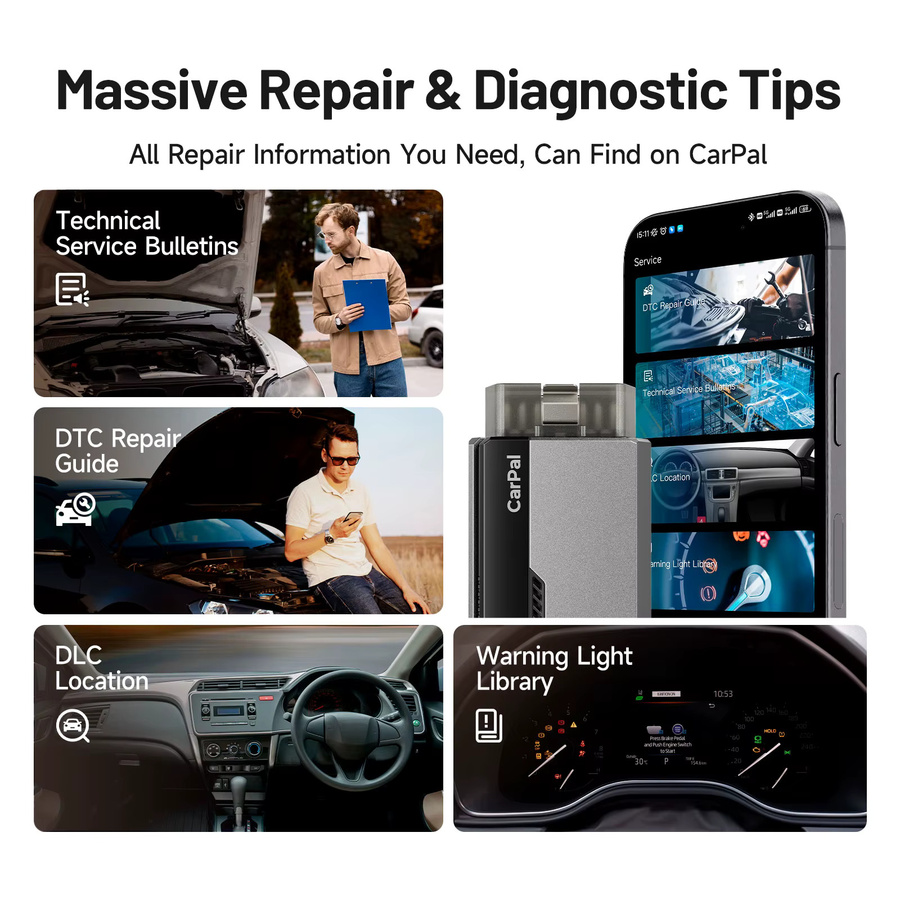 TOPDON CarPal OBD2 Codeleser Scanner für Auto-Gesundheitscheck, Abgasprüfung und Batterietest mit Vollsystem-Scan und 6 Reset-Diensten - Bild 4