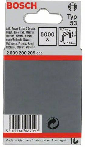 Bosch Feindrahtklammern Typ 53, 5000er-Pack, Maße: Breite: 11,4 mm, Höhe: 0,74 mm, Tiefe: 6 mm - Bild 1