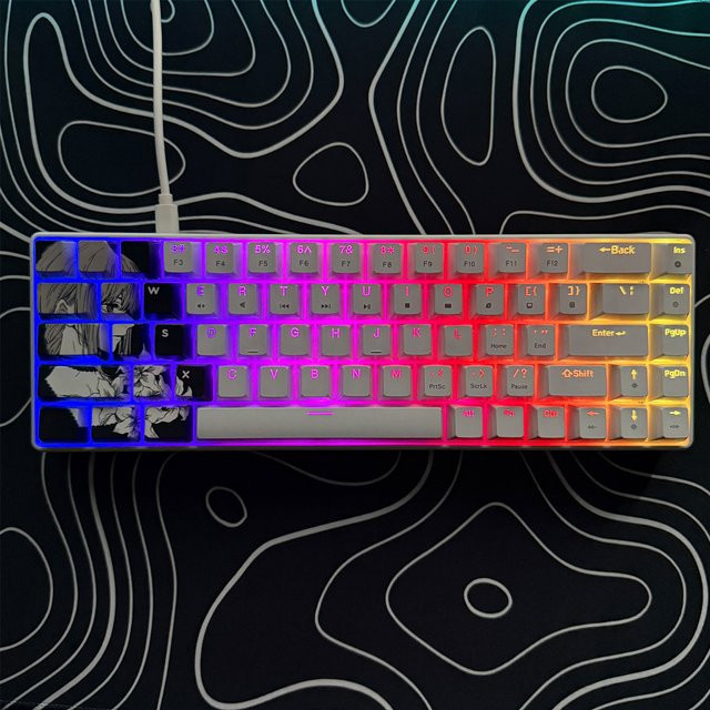 HXSJ Mechanische Gaming-Tastatur in Weiß mit RGB-Hintergrundbeleuchtung, kabelgebundenes Mini-Layout mit 68 Tasten und Anti-Ghosting-Funktion - Bild 1