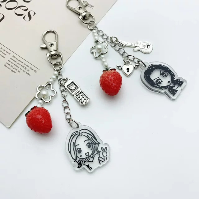 YiYuYiHua Anhänger Herz Erdbeere, Silber, Unisex - Bild 1