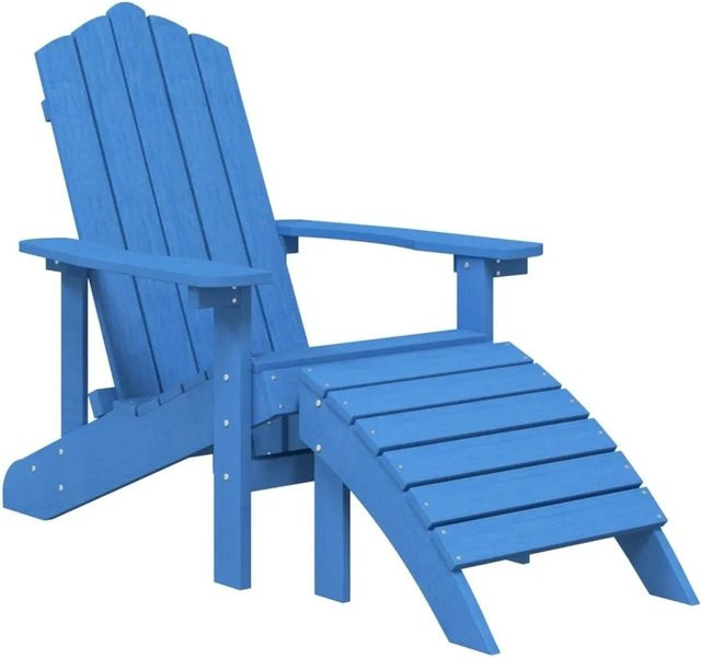 Furnicato Adirondack Gartenstuhl mit Fußteil aus HDPE in Aquablau - Bild 1