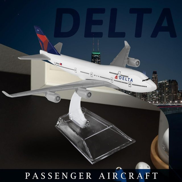 ZOCO Delta Airlines B747, Flugzeug Modell, Metall, 1:400, 16cm - Bild 1