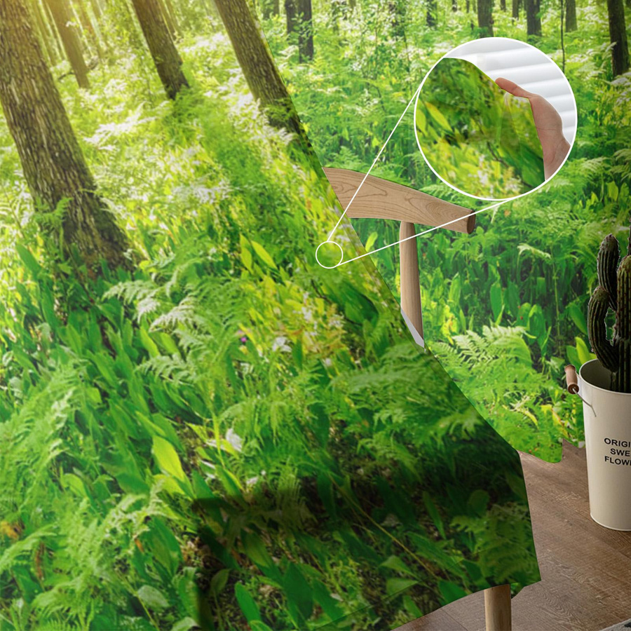 Transparente Tüll-Voile-Vorhänge mit Wald- und Grasland-Motiv von Household supplies MH, Farbe: Transparent, B: 135 cm, H: 115 cm - Bild 2