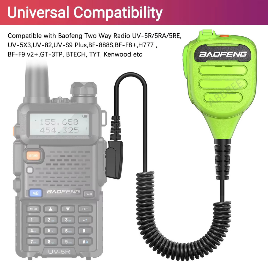 BAOFENG BF-850 Walkie-Talkie-Lautsprechermikrofon mit Dual PTT in Grün, IP54 wasserdicht, kompatibel mit BAOFENG AR-39, UV-21PRO, BF-888S, AR-152 und UV-5R - Bild 3