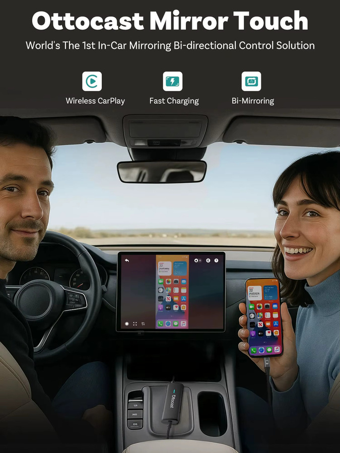 Ottocast Mirror Touch Wireless CarPlay Adapter Black – Bidirektionaler Dongle mit Mirroring für iOS und Android kompatibel mit Audi und Benz - Bild 6