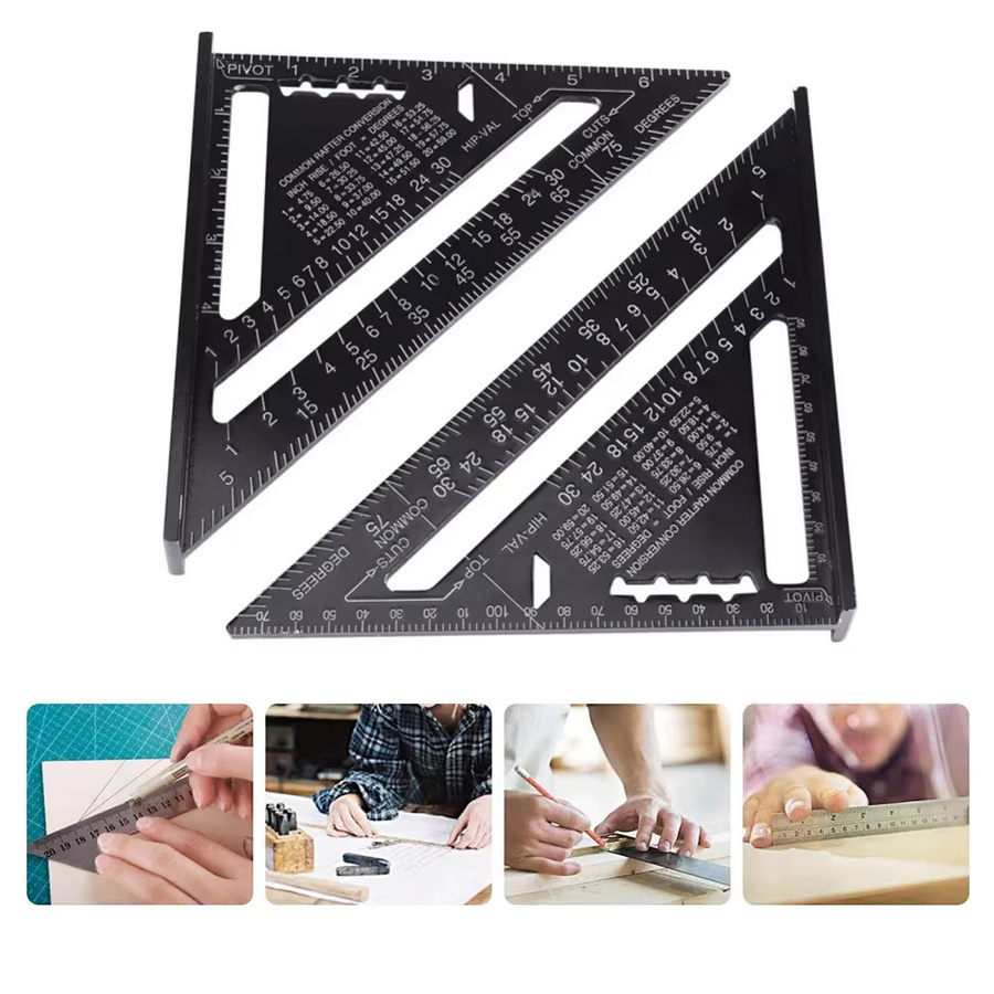 Rafter Square Dreieckiges Messlayout-Werkzeug aus Metall in Schwarz für Holzbearbeitung und Zimmerei - Bild 2