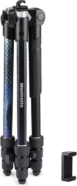 Manfrotto Smartphone-Klemme mit Element MII Aluminium-Stativ-Kit BL in Blau mit 8 kg Tragkraft und einer maximalen Höhe von 160 cm - Bild 1