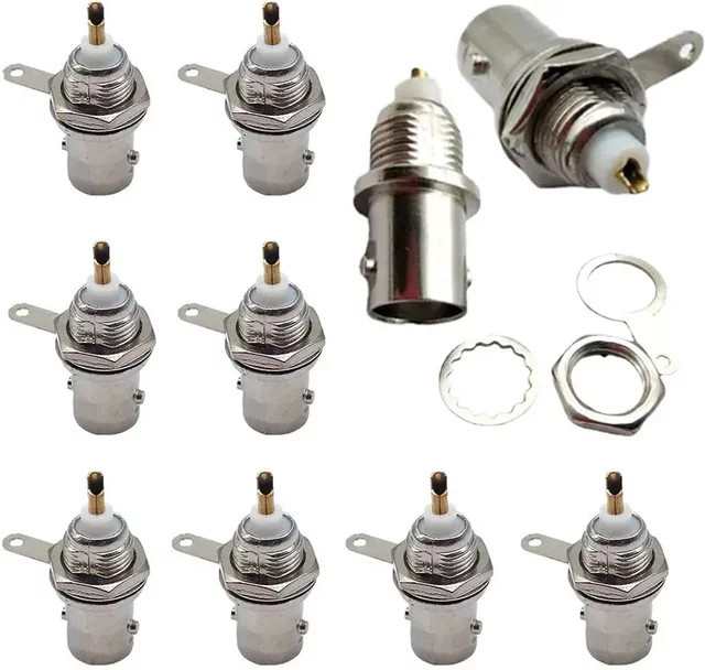 FRHY BNC-Stecker weiblich für Schalttafelmontage mit Lötanschluss, 50 Ohm, Farbe: Silber - Bild 1