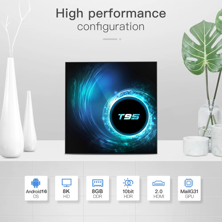 ATV T95 Smart TV Box Android 16 mit 8 GB RAM und 128 GB Speicher, 8K Streaming Media Player in Schwarz mit Bluetooth 6.0, Dual Wifi 5G und Google Assistant - Bild 4