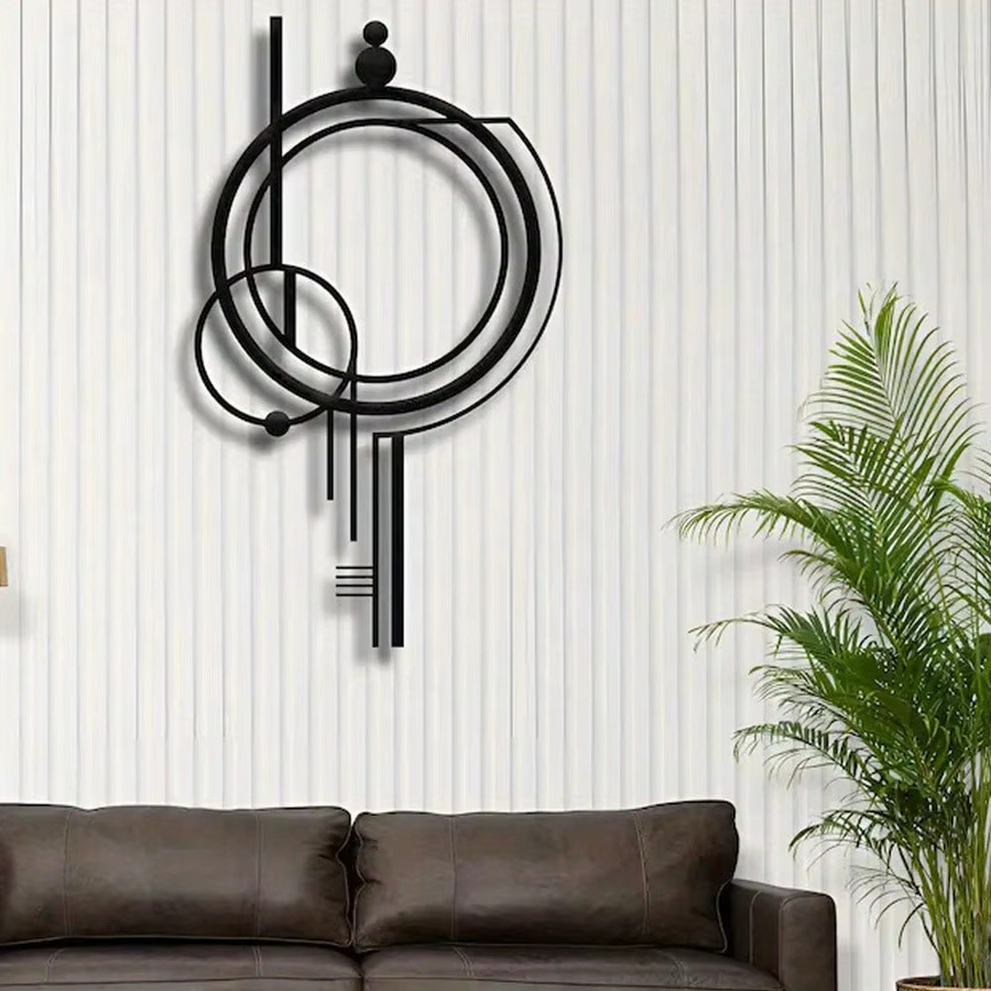 CIFBUY Abstrakte Metall-Wandkunst in Schwarz-Weiß, Minimalistische Geometrische Eisenkunst als Hängende Dekoration - Bild 3