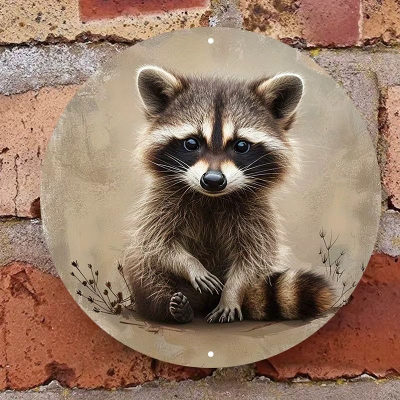 Rundes 2D-Wandschild mit Waschbär-Design von Potdemiel, Durchmesser: 30,5 cm - Bild 3