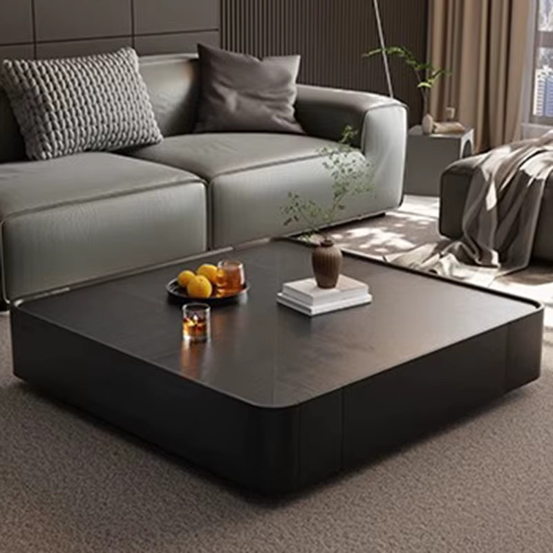 Moderner Couchtisch aus Holz mit Schubladen von DUTRIEUX in Schwarz, minimalistisches Wohnzimmermöbel - Bild 1