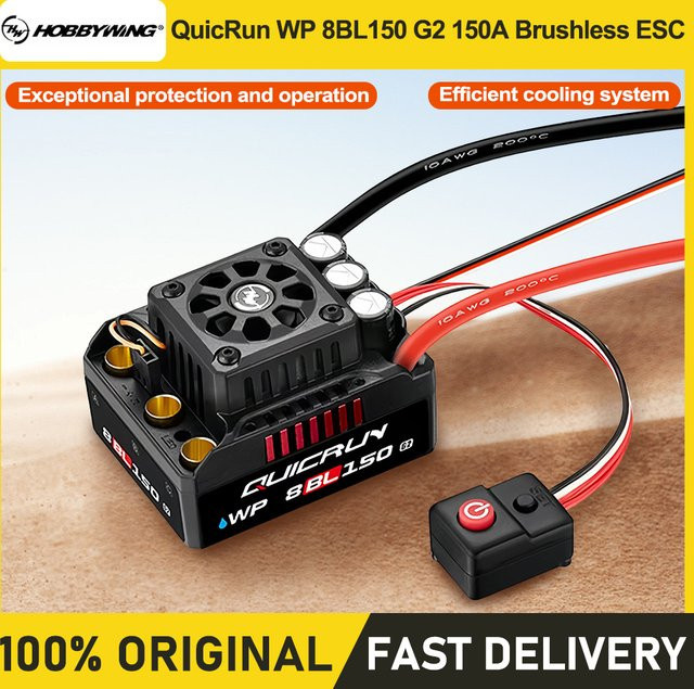 HOBBYWING QuicRun WP 8BL150 G2 ESC-Geschwindigkeitsregler, wasserdicht, 3–6S, für Monster Truck im Maßstab 1:8 - Bild 1