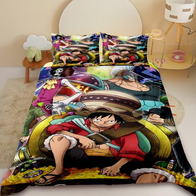 Luffy Anime Bettwäsche Set von Your Warm Home, mehrfarbig, aus Mikrofaser, B/H: 135 x 200 cm - Bild 1