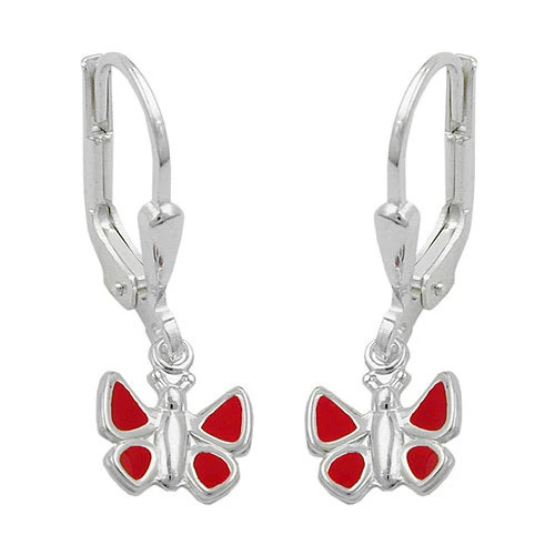 SIGO Ohrringe Brisur Schmetterling, rot, 925 Silber, Kinder - Bild 1
