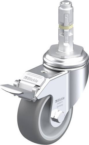 Blickle Lenkrolle LKRA-TPA 80G-11-FI-E12 mit Feststeller in Grau und Silber, Rad-Durchmesser: 80 mm, Tragfähigkeit: 100 kg - Bild 1