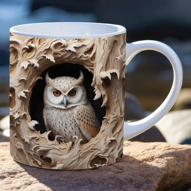 Niedlicher 3D Eule Keramik-Kaffeebecher als Teetasse in Mehrfarbig, Volumen: 400 ml - Bild 1