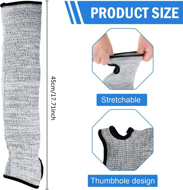 Aura Living Schnittfeste Sicherheitsschutzhülse Stufe 5 HPPE Armschutz in Grau - Bild 1