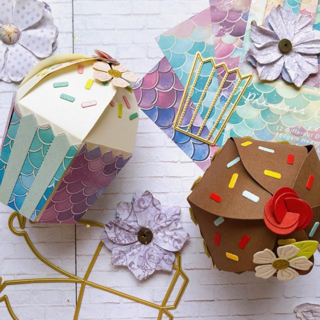 KLJUYP Cupcake Metall-Stanzformen in Gold für DIY-Scrapbooking und dekorative Papierkarten - Bild 1