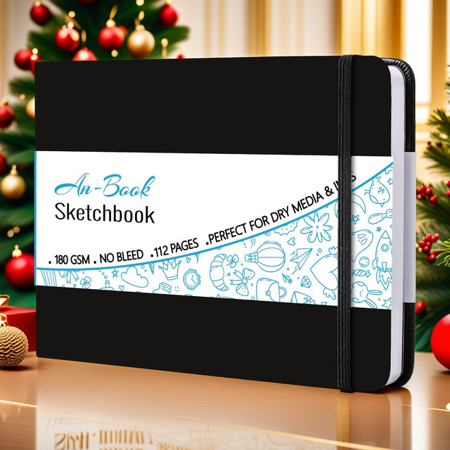 BUKE Medium A5-Landschafts-Hardcover-Skizzenbuch in Schwarz mit 112 Seiten weißem 180 g/m2 Papier - Bild 1