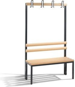C+P Garderobenbank Basic Hall-Tree mit Sitzbank aus Buche-Hartholz und Stahlrohr, Farbe Schwarzgrau, H x B x T: 165 x 100 x 40,3 cm - Bild 1