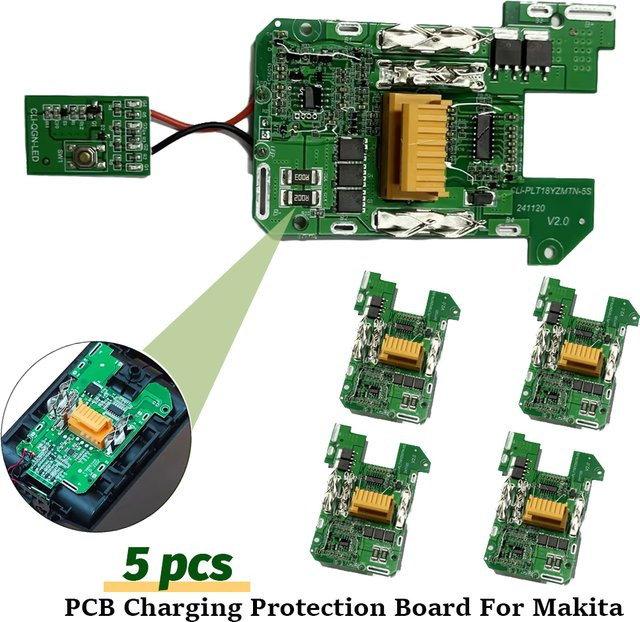 5 Stück BL1830 Li-Ion Akku PCB Ladeschutzplatine für Makita 18 V Elektrowerkzeuge BL1815 BL1860 LXT400 BL1850 in Grün - Bild 1