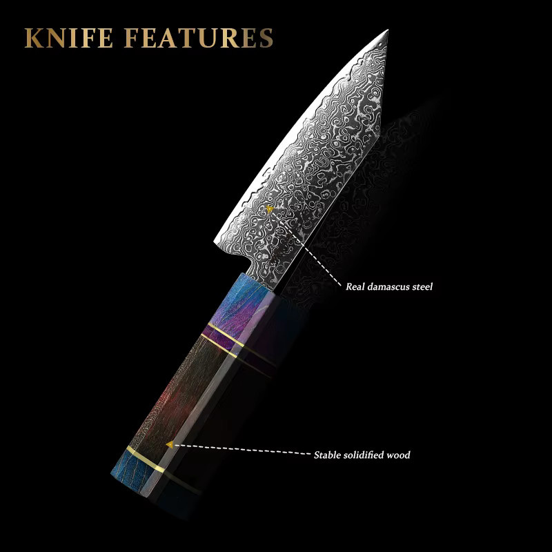 Grandsharp Kiritsuke Küchenmesser aus Damast-Edelstahl mit Holzgriff, 5,5 Zoll - Bild 3